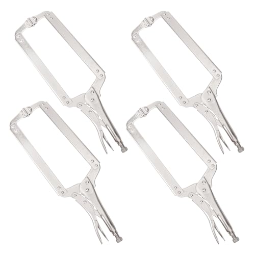 4 Pack 18 Inch C-Clamp Locking Pliers with Swivel Pads, Heavy Duty, Adjustable Vise Grip C Clamps for Woodworking and Home Improvement - size: 4 Pack 18 Inch
