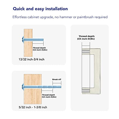 Brushed Nickel Cabinet Handles Drawer Pulls 3 Inch CC 10 Pack - color: Brushed Nickel Square, size: 3" Hole Center