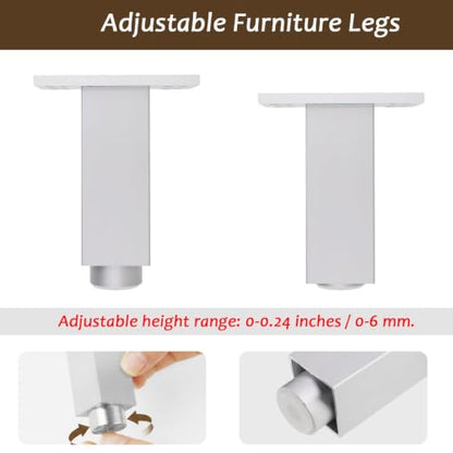 Geesatis Furniture Legs,Adjustable Square Rectangular Replacement Feet - color: White, size: 3inch