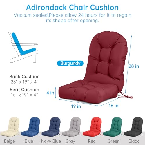 Adirondack Chair Cushion Waterproof Outdoor Rocking Chair Pads - color: Burgundy