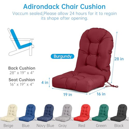 Adirondack Chair Cushion Waterproof Outdoor Rocking Chair Pads - color: Burgundy