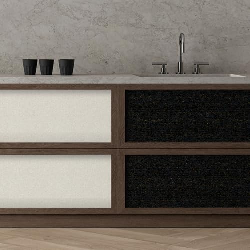 SHUFA Gold Black Cotton-Like Textured Grasscloth Wallpaper Matte Thick Real Woven Fabric Peel and Stick Contact Paper Removable Self Adhesive Washable (16.5"x78.7") A11s - color: Glod Black, size: 16.5"x78.7"