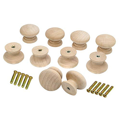 10PCS Round Wood Drawer Knob Unfinished Cabinet Furniture Drawer Knobs Mushroom Shape Pulls Handles Hardware for Drawer Wardrobe Dresser… - color: Wood Color