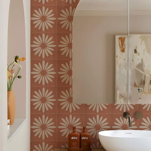 7.87×7.87in-10pcs Bohemian Wall Sticker Peel and Stick Floor Tile Self-Adhesive Kitchen Bathroom Waterproof Wear-Resistant Home Renter Decor - size: 7.87"×7.87"-10 pcs