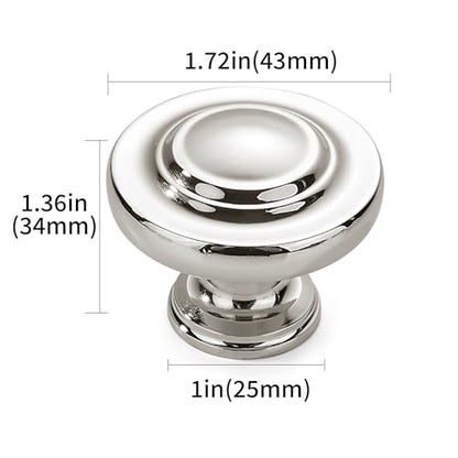 khtumeware 4 Pack Large 1-3/4 Inch Cabinet Knob, Metal Zinc Alloy Handle, Polished Nickel Drawer Handle, Bifold Closet/Wardrobe/Cabinet/Bathroom Cabinet Door Knobs, Durable - color: Polished Nickel, size: 1-3/4 Inch Diameter-Knob