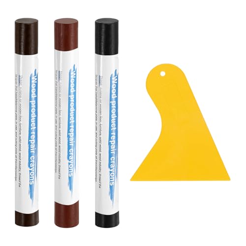 uxcell 3Pcs Wood Filler Sticks, Furniture Scratch Repair Wax Crayons Furniture Touch Up Markers Wood Repair Wax Kit with Spatula for Wood Furniture Floors, 3 Colors Dark Wood Series - color: Dark Wood Series
