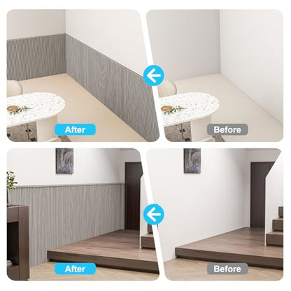 Art3d 79.3 x 40.7 Inch Beaded Wainscoting Wall Panel, 22.38 sq.ft, Grey Oak - color: Grey Oak, size: 79.3"x40.7"