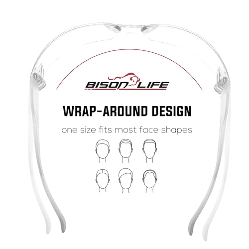 BISON LIFE Clear Safety Glasses for Men & Women, ANSI Z87.1 Certified, 6 Pk - color: Clear/Clear