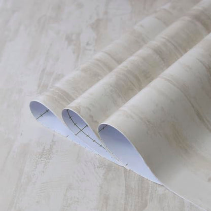 TOTIO Cream Concrete Wallpaper Peel Stick Milky White Plaster effect Contact Paper 16x354inch Air Guide Slot Design Matte Thick Self-adhesive Waterproof Vinyl Wrap Modern Industrial Style Wall Sticker - color: Ivory White, size: 16" x 354"