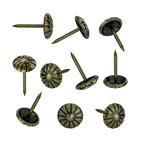 200pcs Upholstery Tacks, 7/16 Inch Furniture Tacks for Upholstery, Decorative Tacks for Wood, Antique Brass Upholstery Tacks for Decorative, Furniture Sofa DIY - color: Antique Brass, size: 7/16"x11/16"(11x17mm)