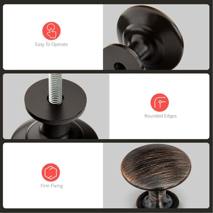 homdiy 30 Pack Oil Rubbed Bronze Round Solid Zinc Alloy Cabinet Knobs - color: Oil Rubbed Bronze