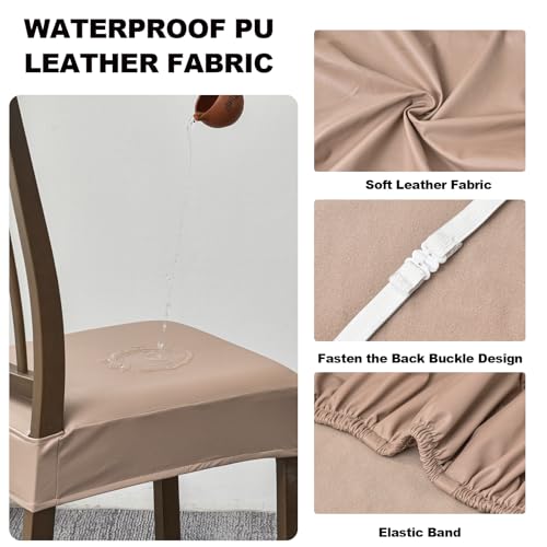 FUANGUI Dining Chair Covers Set of 2, Kitchen Chair Seat Covers - color: Pu-khaki