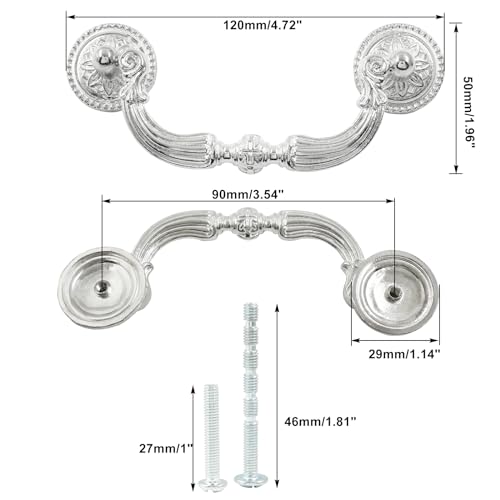 8 Pack 3.5" Hole Center Bail Pull Silver Drawer Handle - color: Silver(8 PCS), size: 3.5 Inch