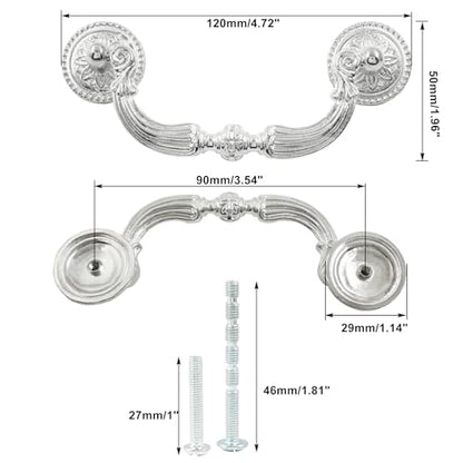 8 Pack 3.5" Hole Center Bail Pull Silver Drawer Handle - color: Silver(8 PCS), size: 3.5 Inch