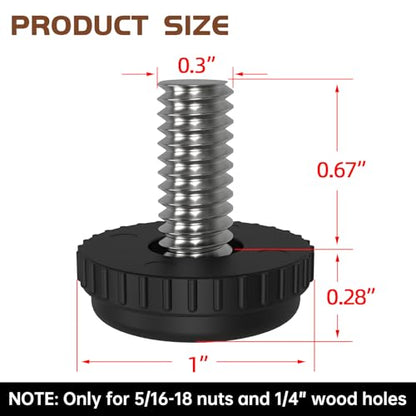 24 Pack 5/16"× 0.7" Stainless Steel Screw-in Furniture Levelers, Adjustable Furniture Levelers Screw in Threaded,Threaded Leveling Feet Glides for Table, Chair, Furniture Legs - color: 24 Pack