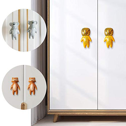 5Pcs Cute Animal Knobs Kids Handles Ceramic Knobs Children's Room Door Nursery Cupboard knobs Lovely Cabinet pulls Drawer knob for Kids, with Screws - color: Animal