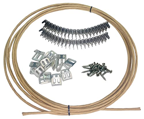 24" Inch Sofa Seat Replacement Coil with 25' Ft Spring Wire, 40 Stay Clips & 8 Upholstery Clips Repair Kit