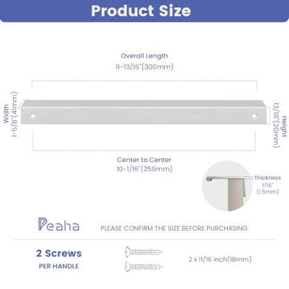 Peaha 25 Pack Kitchen Cabinet Handles 10-1/16" Brushed Nickel Cabinet Pulls - color: Brushed Nickel, size: Hole Centers:10-1/16in(256mm)