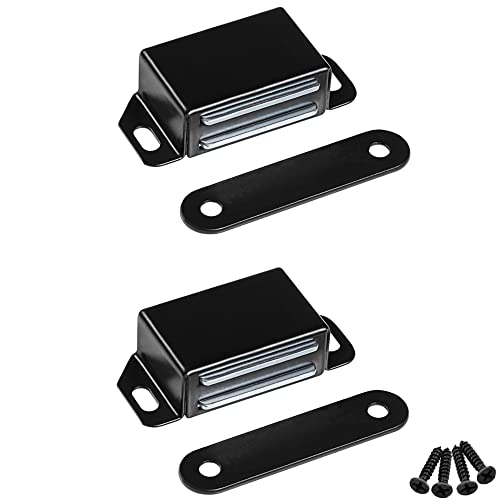 WOOCH Magnetic Door Catch - 30lb High Magnetic Stainless Steel Heavy Duty Catch for Kitchen Bathroom Cupboard Wardrobe Closet Closures Cabinet Door Drawer Latch (2.1 in Black, 2-Pack) - color: Black, size: 2 Pack