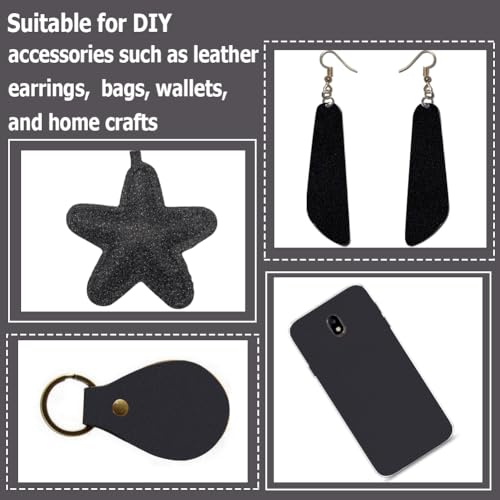 7 Pack 12.99 x 7.87 Inch Glitter Mixed Chunky PU Leather Sheets for Bow Earring 7 Styles Metallic Solid Shiny Vinyl Fabric Roll Black Series Faux Leather Leatherette for DIY Crafts Making - color: Black