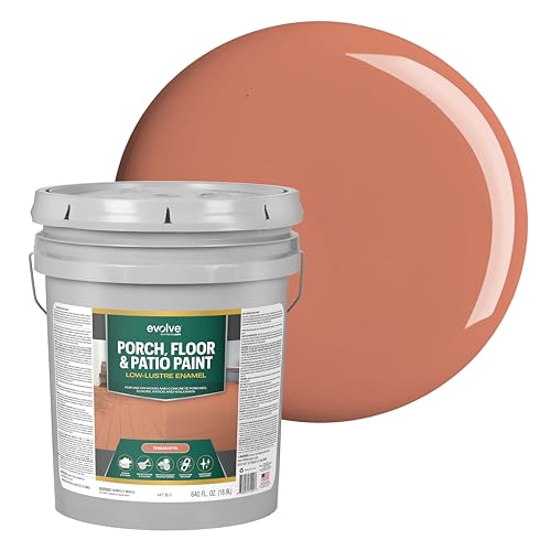 EVOLVE Porch & Floor Paint (Terracotta) 5-Gallon – Durable, Scratch-Resistant, Multi-Surface Interior & Exterior Floor Coating, Low VOC, Fade & Weather Resistant - color: Terracotta, size: 640 Fl Oz (Pack of 1)