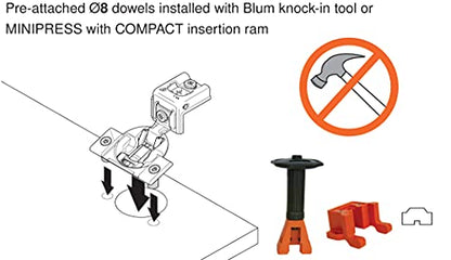 Blum Hinge for Framed cabinets (Face Frame) with 5/16 Overlay and 105° Opening Angle. Soft Close (2 - Pack)