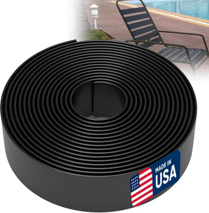 KOMORAX 200ft Long 1.5" Wide Vinyl Chair Strapping. Repair & Replacement Matte Finish.for Patio Outdoor Lawn Garden Durable Attractive (Black) - color: Black