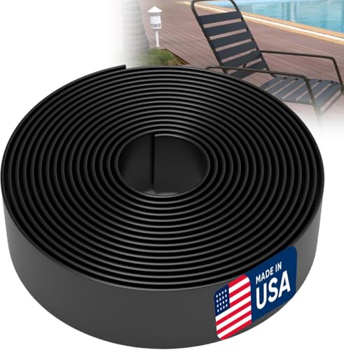 KOMORAX 200ft Long 1.5" Wide Vinyl Chair Strapping. Repair & Replacement Matte Finish.for Patio Outdoor Lawn Garden Durable Attractive (Black) - color: Black
