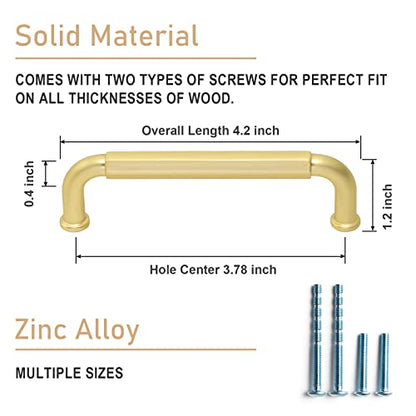 Goo-Ki 6 Pack 3-3/4 Inch （96mm） Hole Center Cabinet Pulls Light Brushed Brass Zinc Alloy Kitchen Drawer Pulls Drawer Handles 4.2 Inch Length 2201-BS-96 - color: Light Brushed Brass, size: 3-3/4 inch Hole Centers