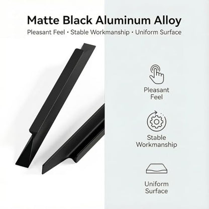 Goldenwarm 10 Pack Black Cabinet Handles, 5" Hole Center Finger Pulls - color: Black, size: 5in Hole Centers
