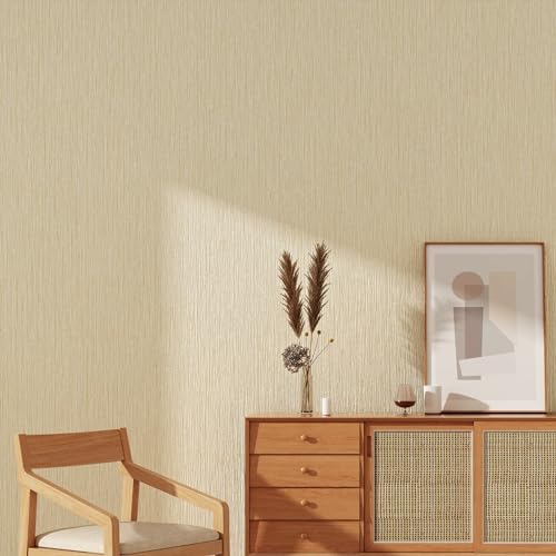 Haimin Grasscloth Wallpaper Textured 24in X 393in Fabric Contact Paper Textured Linen Wall Paper Peel and Stick Self-Adhesive Thick Vinyl Embossed Wallpaper (Yellow) - color: Yellow