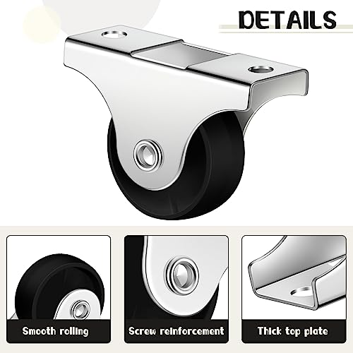 Maitys 24 Pcs Small Rigid Caster Wheels Metal Plate Screws,1 Inch,Black - color: Black, size: 1 Inch