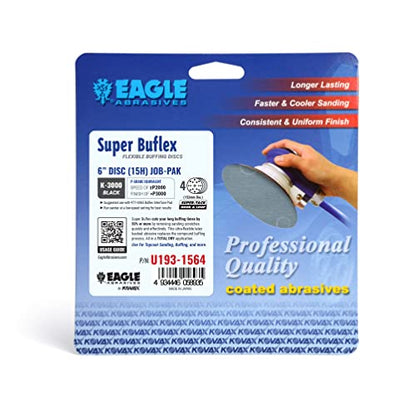 Eagle U193-1564 6 inch DRY Super Buflex Discs - 15 Holes - BLACK (K3000) - (Job-Pak) - 4 Discs/Pack - color: K-3000 Black, size: 6" w/ 15 Holes