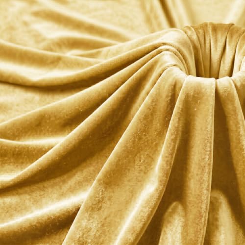 Stretch Velvet Fabric by the Yard Deep Gold 60 Inch Wide 1 Yard - color: Deep Gold, size: 1 Yard