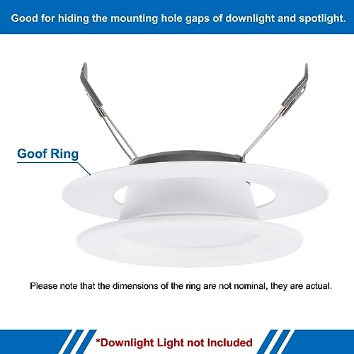 PATIKIL Goof Rings Inner Diameter 4.13", Outer Diameter 5.91", 4 Pcs Metal Goof Rings Cover Recessed Light Trim for Ceiling Wall Fixtures Can Lighting Down Light LED, Matte Finish White - color: White, size: 5.91" OD x 4.13" ID
