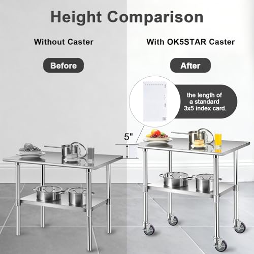 4 Inch Expanding Stem Caster Set of 4 for Stainless Steel Table - style: 4 Inch