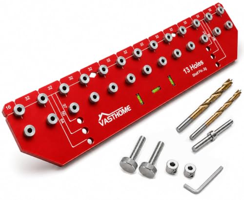 VASTHOME 13 Holes Shelf Pin Jig - 1/4" (6mm) & 5mm Shelf Holes Drilling Jig - size: 13 Holes