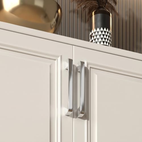 Polished Chrome Cabinet Pulls 3-3/4" Polished Nickel Cabinet Pulls - color: Polished Chrome, size: 3-3/4 Inch (96 mm) Hole Centers