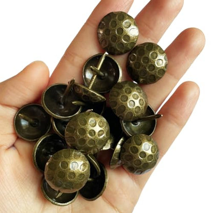 100PCS D19mm Upholstery Tacks Brass,Vintage Furniture Metal Thumb Tacks FW