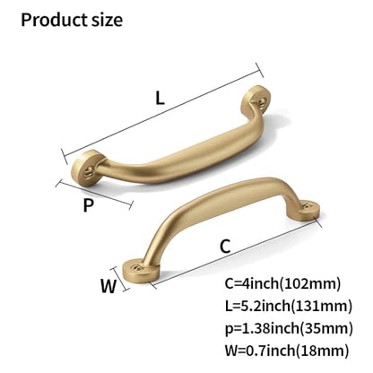 10 Pack 4 inch Hole Center Brushed Gold Cabinet Pulls - Heavy Duty Solid Drawer Matte Gold Hardware Handles Kitchen Vanity Bathroom Handles - color: Gold, size: 4"(102mm) Hole Center