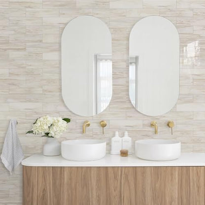 Vamos Tile Peel and Stick Backsplash, Glossy 40-Piece 3''x12'' Subway Tile - color: Eurasian Wood Grain with White Grout