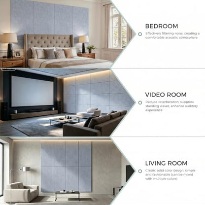 TO-TH Acoustic Panels Thickened Noise Reducing Wall Panel 2 Pack,Light Gray - color: Light Gray, size: 2 Pack