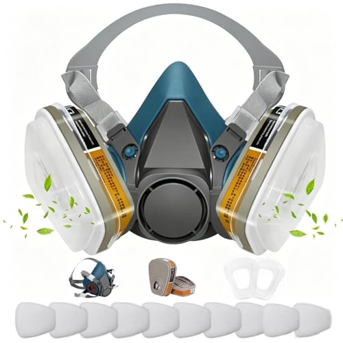 Blue Half Facepiece for Painting, Sanding, Polishing, Woodworking, Epoxy Resin Work, Paint Facepiece for Painters