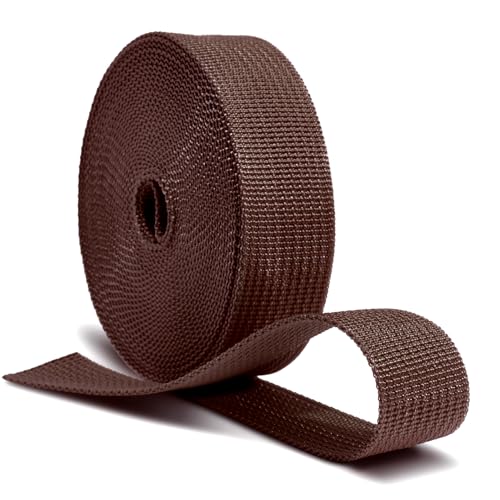 CooBigo 12 Yards Webbing 3/4" & 1" & 1.5" & 2" Polypropylene Webbing Strap 3/4 Inch 1 Inch 1.5 Inch 2 Inch Wide Webbing Strapping for Bags/Lawn Chair/Pool Solar Cover DIY Crafting - color: DarkBrown, size: 1.5"- 12 Yards