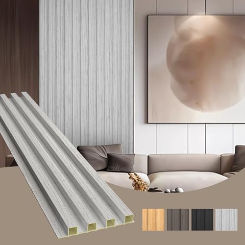 OUZUGIE WPC Acoustic Slat Wall Paneling, 8-Pack 96 x 6 Inches - color: Gray, size: (High)96“ x 6"