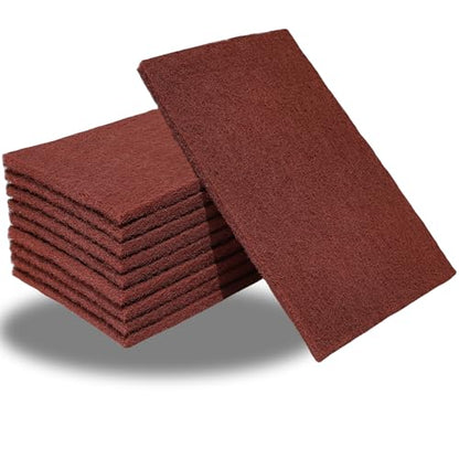 Tonmp 10 Pack 6" x 9" 400 Grit General Purpose Scuff Pads for Scuffing, Scouring, Sanding, Paint Primer Prep Adhesion Scratch - Surface Preparation Automotive Car Auto Body Woodworking (Red) - color: Red -400 Grit