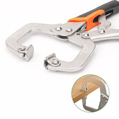 5 Pack 6 Inch C-Clamp Locking Pliers with Rubber Handle, C-Clamps Face, 6 Inch Heavy Duty C Clamp Locking Pliers for Woodworking and Home Improvement - size: 5 Pack 6 Inch with rubber handle
