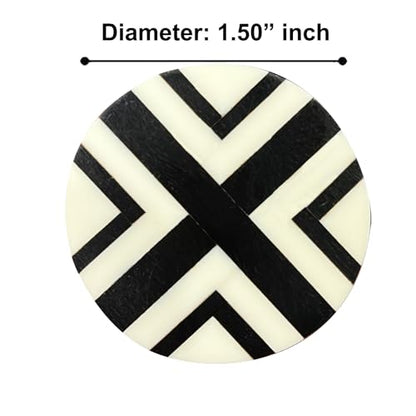 Perilla Home Set of 6 Decorative Round Shape Acrylic and Wood Knobs - for Room Kitchen Cabinet,Hardware, Cupboard, Door, Dresser Pulls Handles - (Black & White) - style: Black and white