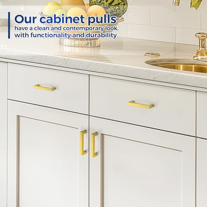 JOY DECOR Gold Cabinet Handles Square Cabinet Pulls, 3-3/4 Inch CC, 10 Pack - size: 3-3/4 Inch Hole Center