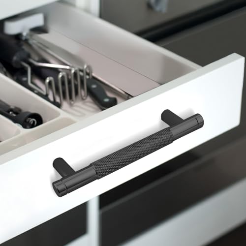 12 Pack 3 3/4 Inch 96 mm Black Barrel Cabinet Pulls Cupboard Aluminum Handles Drawer Pull Cabinet Handles - color: Black, size: 3 3/4 Inch